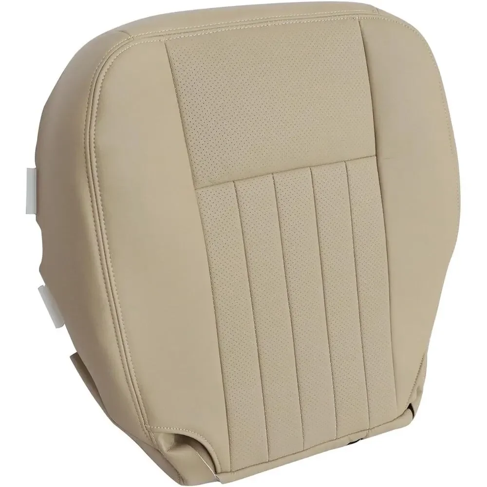 GXARTS Tan#KC Leather Driver Side Bottom Seat Cover Perforated Replacement(1pcs)